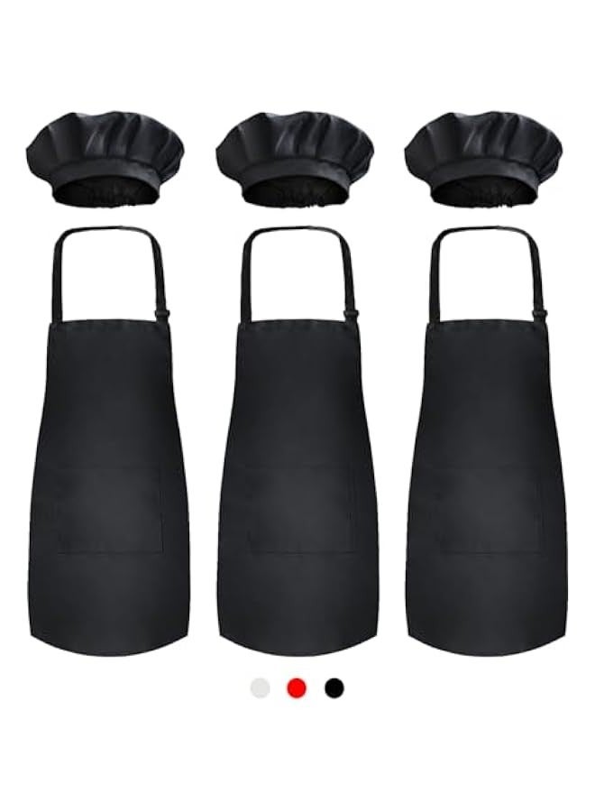 Children's apron chef hat black 3 sets  - Image 1
