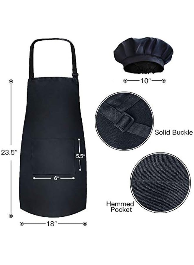 Children's apron chef hat black 3 sets  - Image 2