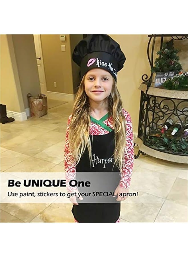 Children's apron chef hat black 3 sets  - Image 4