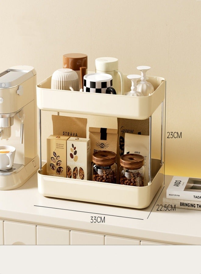 Double Layer Cup Drying Rack with Drain Tray, Bathroom Cup Storage Rack with Basket, Perfume Storage Box, Cosmetic Storage Box, Multi-Function Kitchen Storage Rack (Can Hold Glasses, Tumblers and Tea Cups) - Image 3