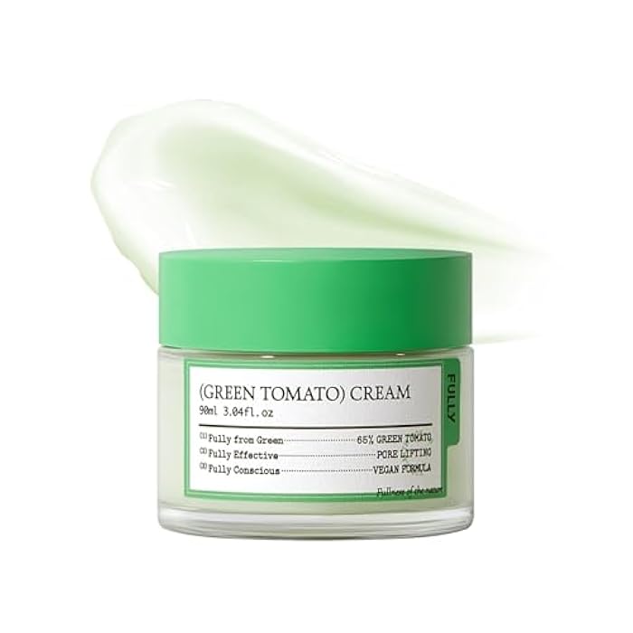 FULLY Green Tomato Facial Cream, Pore Lifting with 65% Green Tomato Extract and Vitamin C, Facial Moisturizer for Hydration and Elastcity, Fragrance Free, Vegan & Dermatologically Tested, 3.04 fl,oz - Image 1