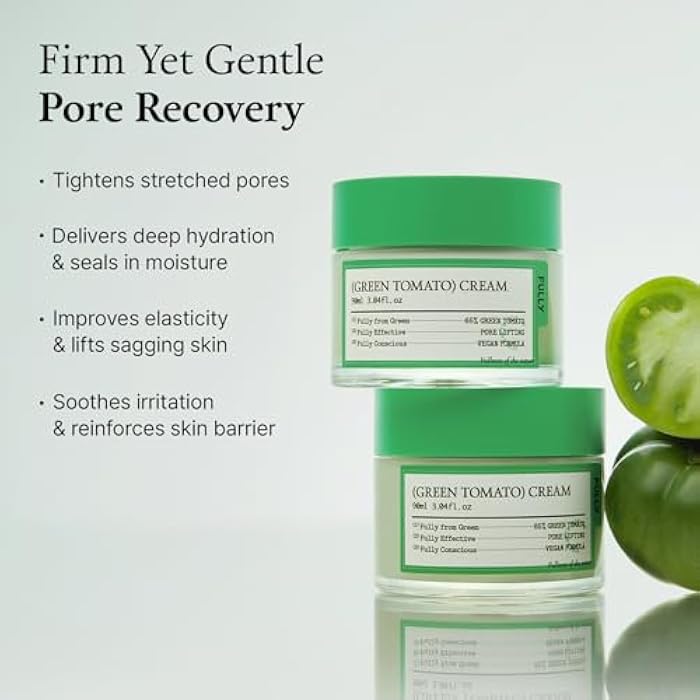 FULLY Green Tomato Facial Cream, Pore Lifting with 65% Green Tomato Extract and Vitamin C, Facial Moisturizer for Hydration and Elastcity, Fragrance Free, Vegan & Dermatologically Tested, 3.04 fl,oz - Image 3
