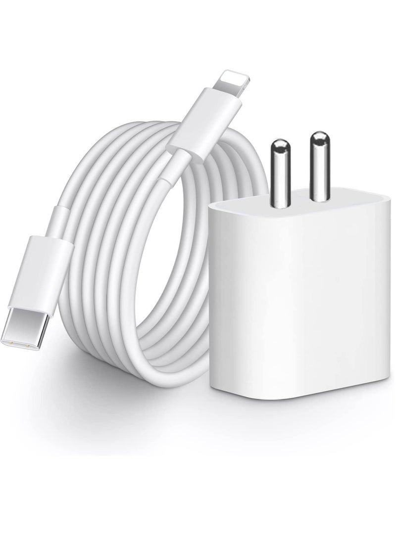 IAF 20W PD Charger for iPhone 14 | iPhone 14 Pro with Charger Adapter with C Type Cable Compatible for iPhone 13 Charger | iPhone 12 | iPhone 11 | iPhone X | 8 Series and Later(Adapter+Cable)-White - Image 1