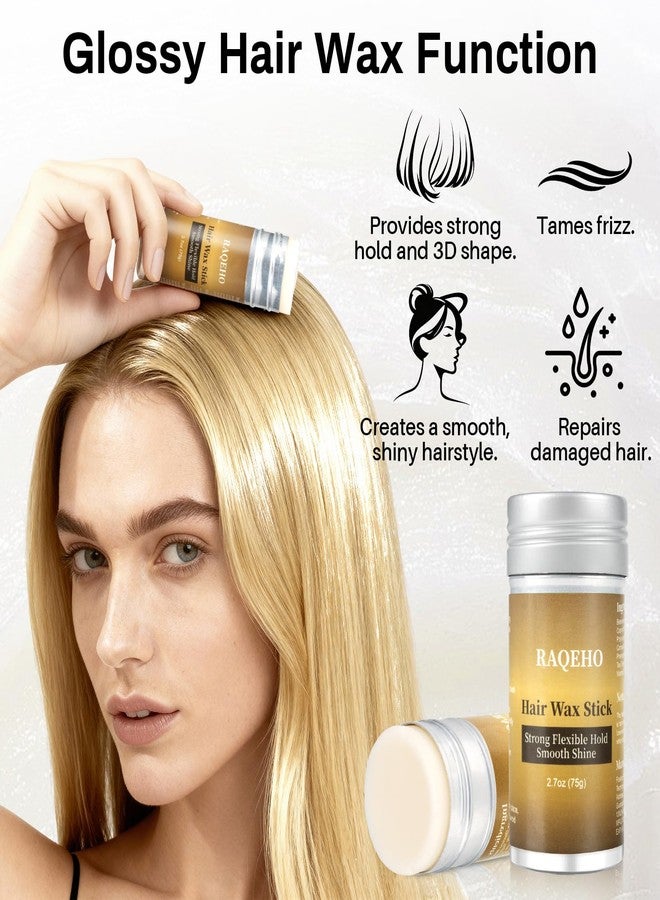 RAQEHO 2.7oz Hair Wax Stick - Glossy Hair Slick Back Stick for Flyaways Hair Tamer Wand Gel Sleek Pomade Balm for Glossy Look Seekers Hair Frizz, Styling, Smoothing, Finishing, Edge Control Tools - Image 2