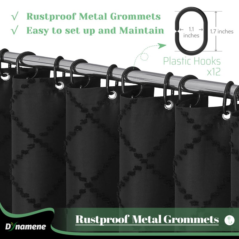Dynamene 80 بوصة ستارة دش الطول بوهو معنقدة مخططة مخططة طويلة القماش الستائر دش للدش للديكور الحمام كبير الفندق سبح الستار الفاخر مجموعة مع هوك التجاعيد خالية من الأسود 72x80 - Image 5