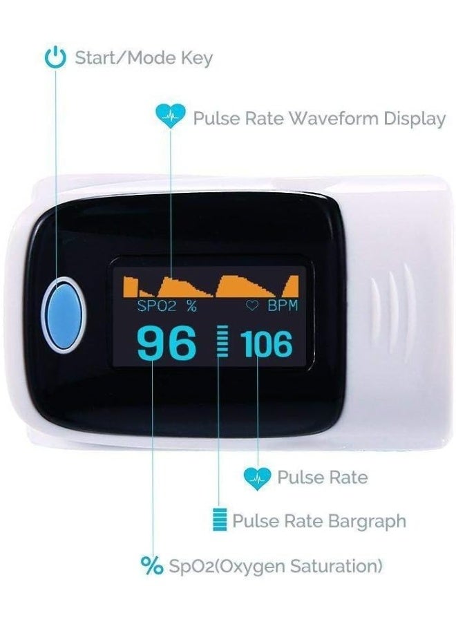 Pulse Oximeter جهاز قياس الأكسجين بالنبض مع مراقبة معدل ضربات القلب – قياس دقيق لـ SpO2 والنبض وشاشة LED متنقلة - Image 3