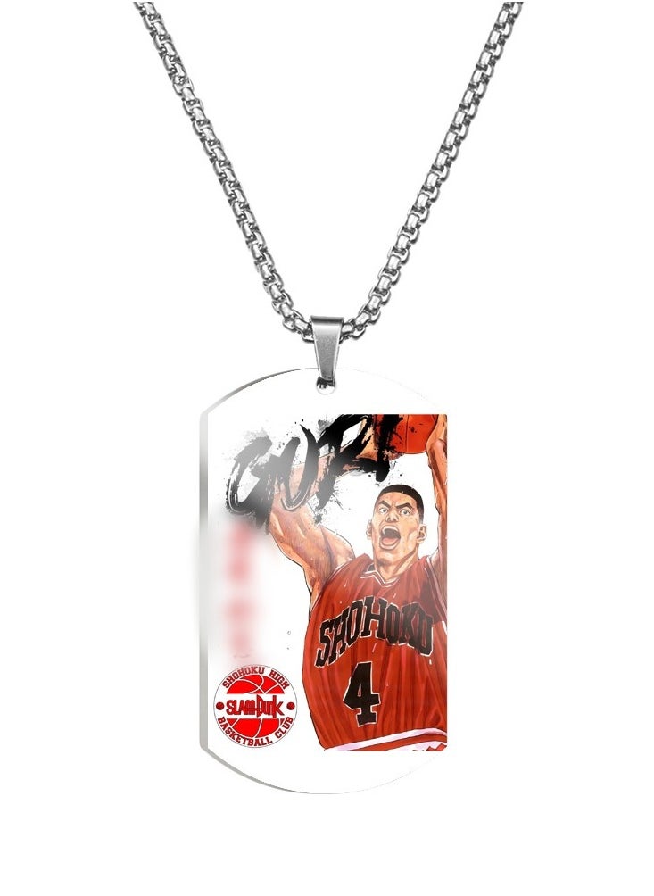 KUYING New Slam Dunk Color Printed Stainless Steel Necklace 