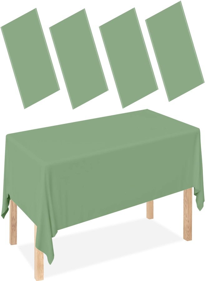 CUUSNNY 4 Pack Sage Green Tablecloth Plastic,54 x 108 Inch Disposable Plastic Tablecloths Sage Green Baby Shower Decorations Rectangle Table Cover for Party Dinner Birthday Picnic Wedding Baby Shower - Image 1