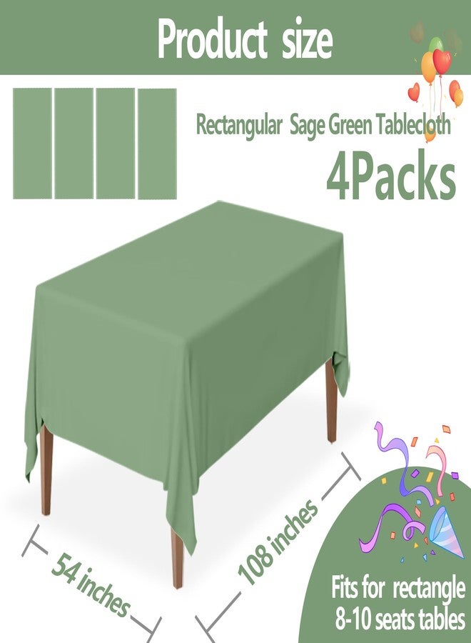 CUUSNNY 4 Pack Sage Green Tablecloth Plastic,54 x 108 Inch Disposable Plastic Tablecloths Sage Green Baby Shower Decorations Rectangle Table Cover for Party Dinner Birthday Picnic Wedding Baby Shower - Image 2