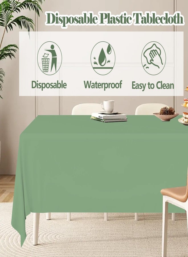 CUUSNNY 4 Pack Sage Green Tablecloth Plastic,54 x 108 Inch Disposable Plastic Tablecloths Sage Green Baby Shower Decorations Rectangle Table Cover for Party Dinner Birthday Picnic Wedding Baby Shower - Image 3