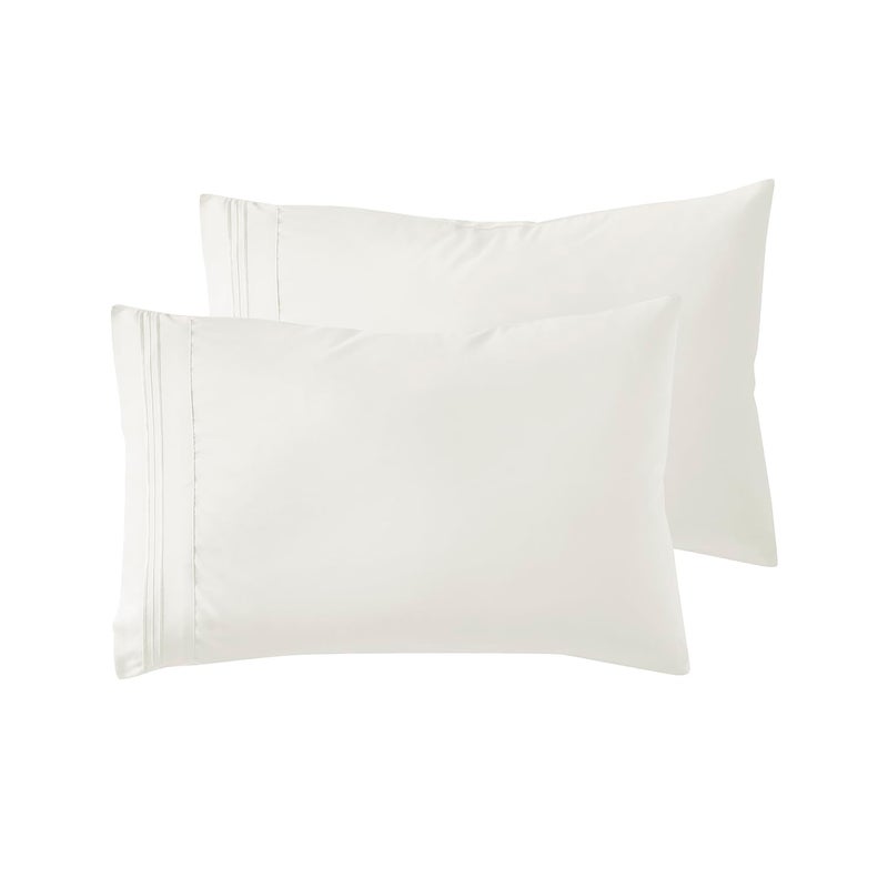 Nestl Off White Pillow Cases  Queen Size Set of 2 Soft 1800 Microfiber Pillow Cases Envelope Closure 20x30 Inches
