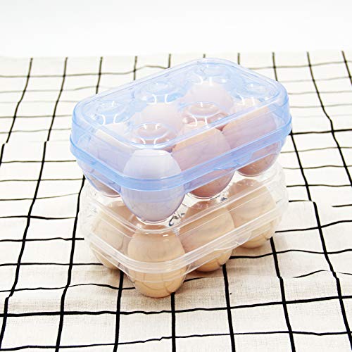 JAMOR 6 Grid Egg Storage Box Refrigerator Crisper Egg Protection Box Portable Egg Carriage Container For Camping Picnic Essential (Blue) - Image 2