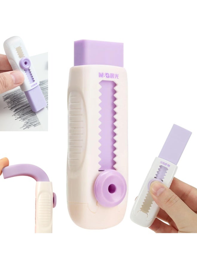M&G Sliding Retractable PVC Pencil Eraser with Push-Pull Design, Soft Rubber Eraser for Students, Kids, School, Office, Home, Artists and Architects, Purple, 1 Pack - Image 1
