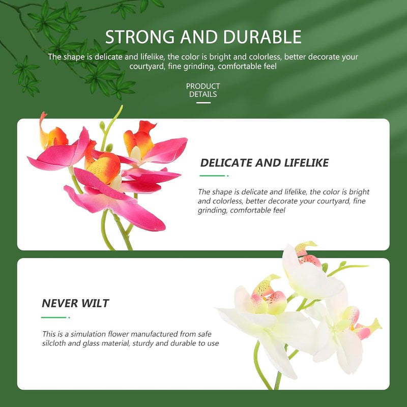 Artificial Phalaenopsis Décor Set 2pcs, Realistic Faux Butterfly Orchid Potted Plants, Indoor Office Decorative Fake Flower Bonsai for Home Table Display - Image 5