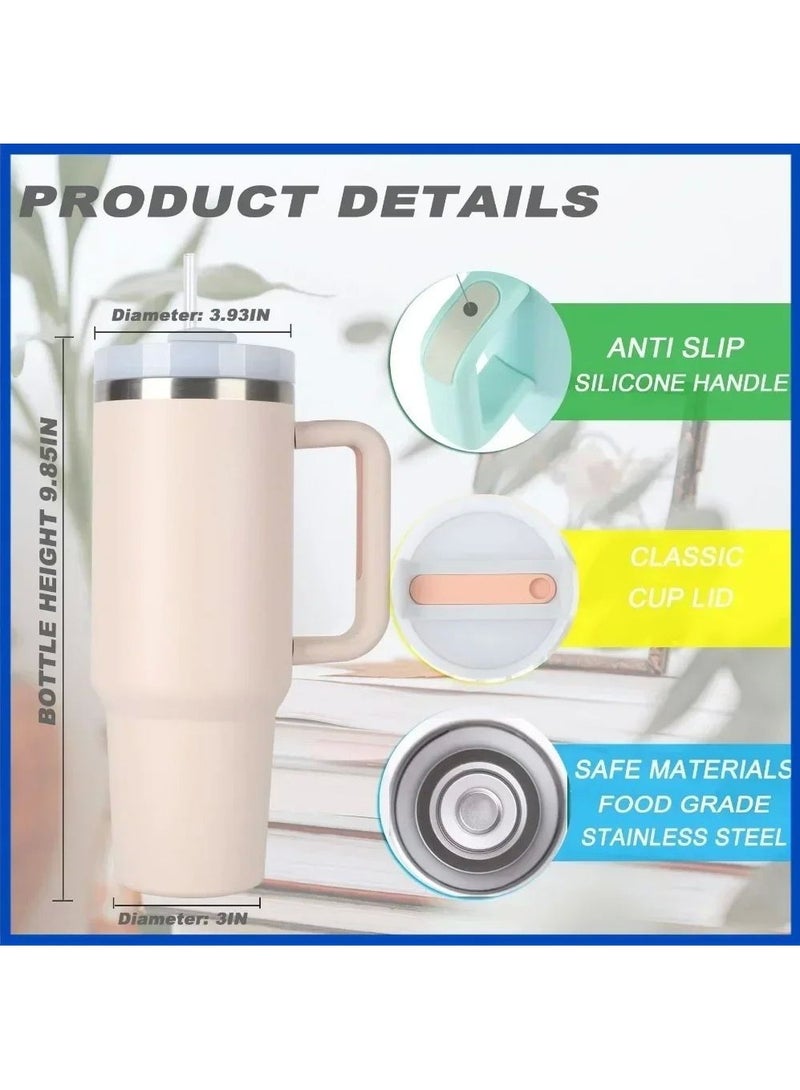 40oz الفولاذ المقاوم للصدأ كأس الآيس كريم مع القش ، كأس السيارة المحمولة ، كأس العزل والتبريد بسعة كبيرة - Image 2