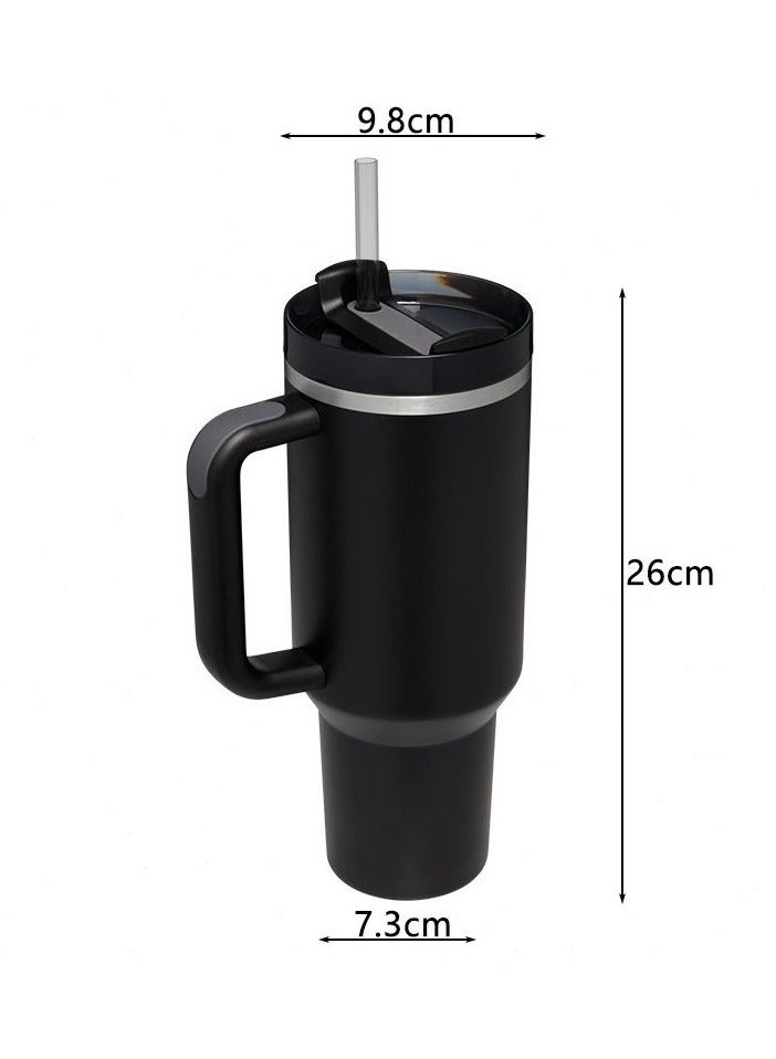 40oz الفولاذ المقاوم للصدأ كأس الآيس كريم مع القش ، كأس السيارة المحمولة ، كأس العزل والتبريد بسعة كبيرة - Image 5