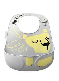 Babycare Babycare - Baby Silicone Bib – Grey Tiger, Waterproof, Adjustable Feeding Bib with Food Catcher – Safety Approved for Babies  - Image 1