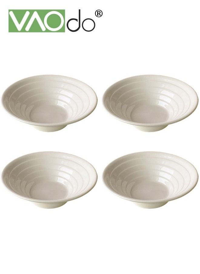 VAOdo 4PCS Large Salad Bowls Ceramic Fruit Bowls Thread Thickened Underglaze Craft Salad Bowl Suitable For Dessert Pasta Salad Pasta Rice Smoothie Milkshake Bowl  - Image 1