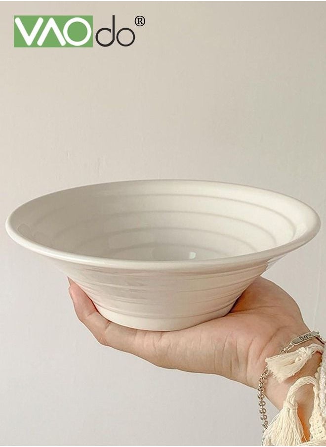 VAOdo 4PCS Large Salad Bowls Ceramic Fruit Bowls Thread Thickened Underglaze Craft Salad Bowl Suitable For Dessert Pasta Salad Pasta Rice Smoothie Milkshake Bowl  - Image 2