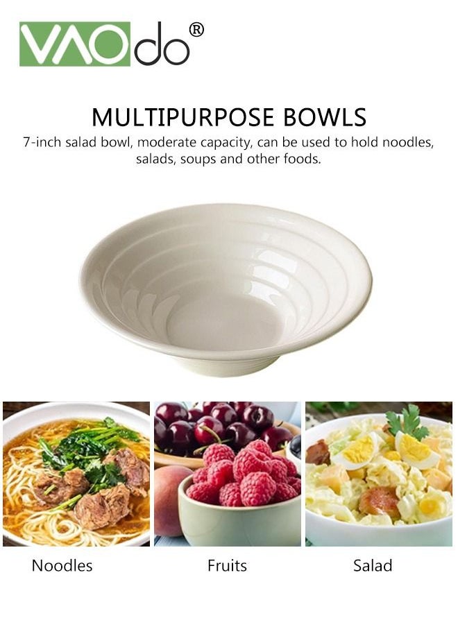VAOdo 4PCS Large Salad Bowls Ceramic Fruit Bowls Thread Thickened Underglaze Craft Salad Bowl Suitable For Dessert Pasta Salad Pasta Rice Smoothie Milkshake Bowl  - Image 5