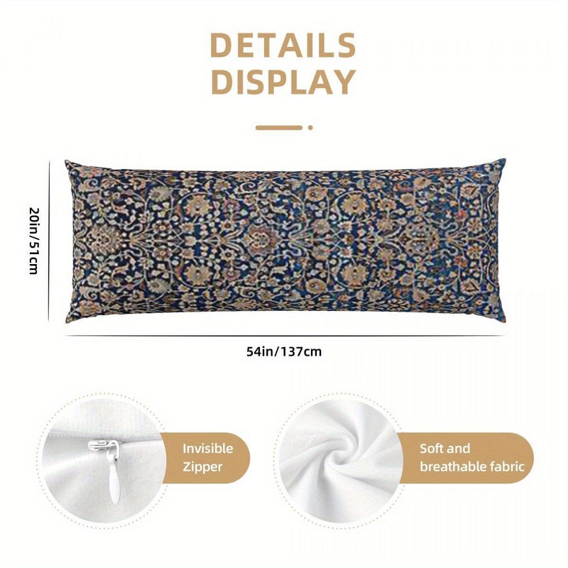 Super Soft Retro Style Throw Pillow 20x54 Inches Machine Washable Polyester Decor - Image 2