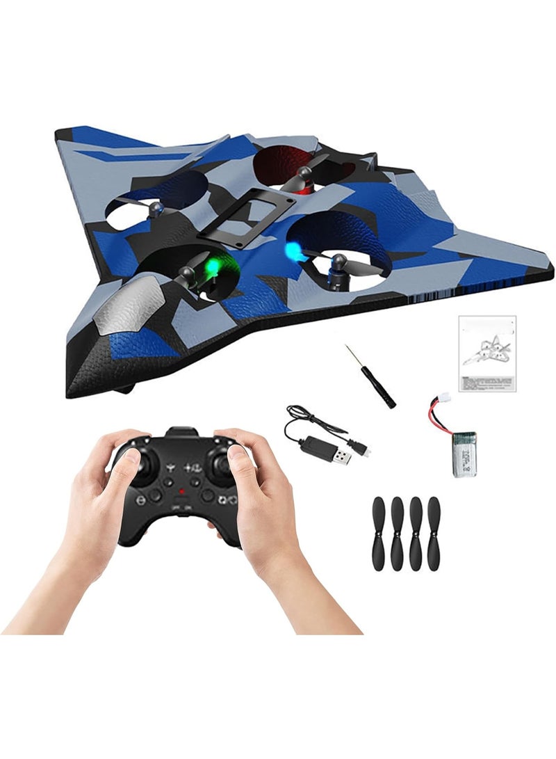 J27 2.4GHz RC Foam Airplane with LED Lights Remote Control Jet Toy 360° Flips One-Key Takeoff Safe Foam Design & Gyro Stability Great Gift for Kids & Adults - Image 1