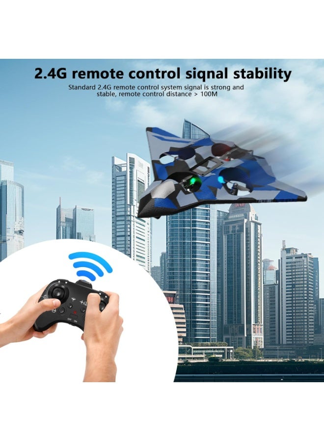 J27 2.4GHz RC Foam Airplane with LED Lights Remote Control Jet Toy 360° Flips One-Key Takeoff Safe Foam Design & Gyro Stability Great Gift for Kids & Adults - Image 3