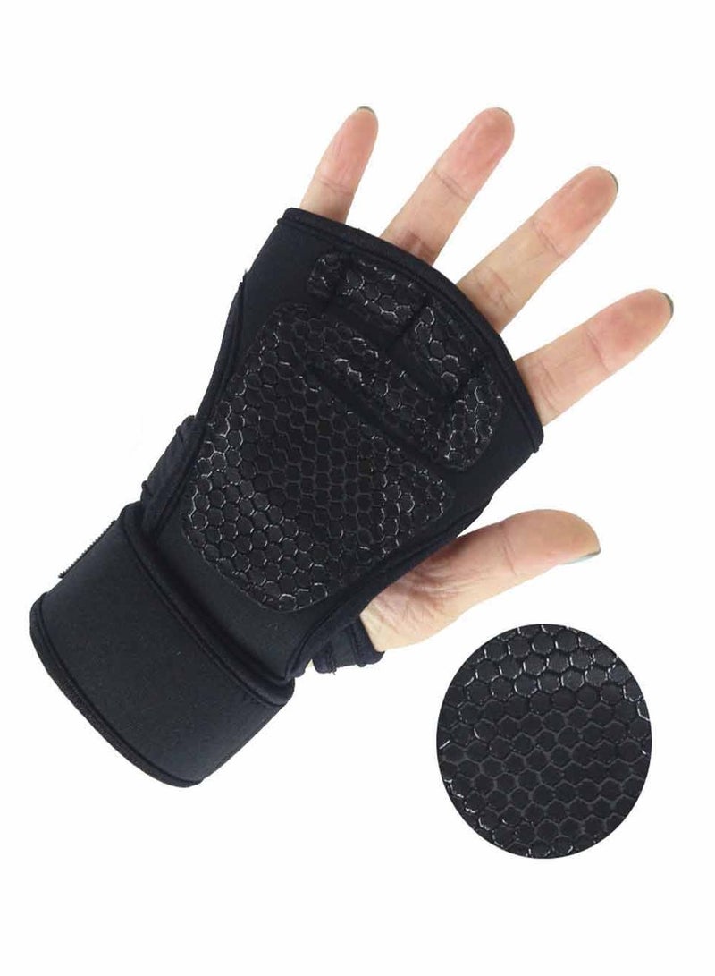 Cross Training Gloves with Wrist Support, Men Women Anti-Slip Weightlifting Workout Sprot Gloves, Black (M) - Image 3