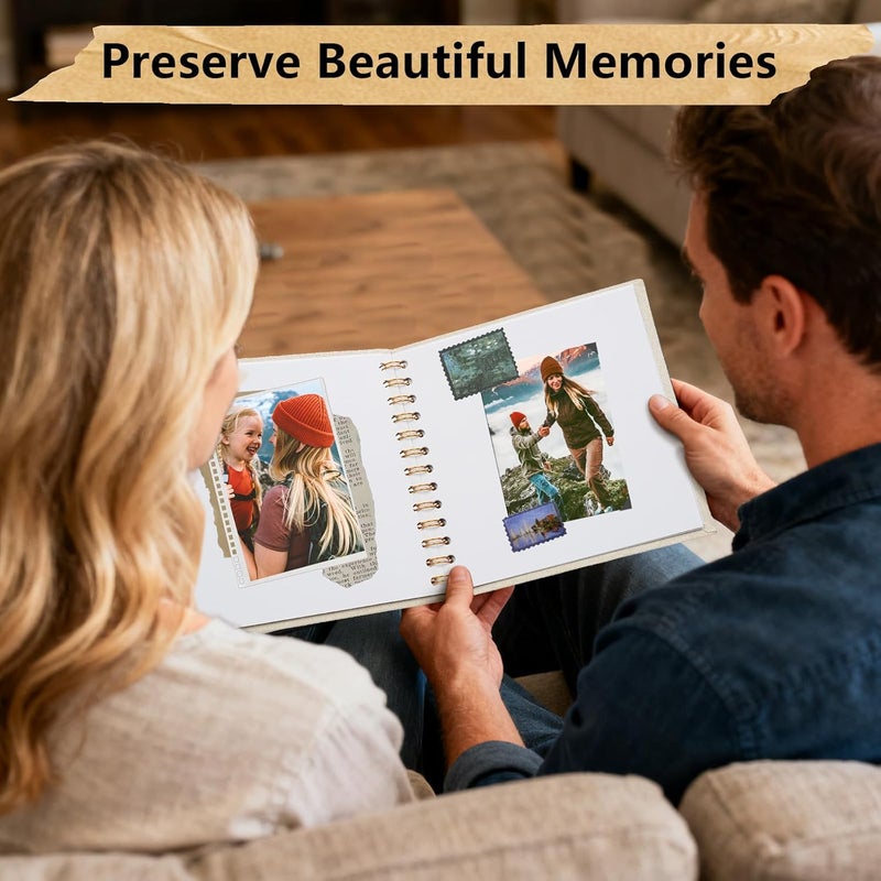 Hiwhy DIY Photo Album 20.5 x 20.5 cm Scrapbook Photo Book with 40 White Pages, Memory Book for Wedding, Birthday, Anniversary, Baby, Beige - Image 5