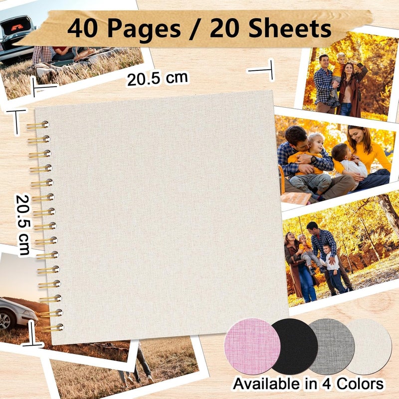Hiwhy DIY Photo Album 20.5 x 20.5 cm Scrapbook Photo Book with 40 White Pages, Memory Book for Wedding, Birthday, Anniversary, Baby, Beige - Image 2