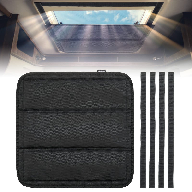 BougeRV RV Skylight Vent Cover, Magnetic Foldable Camper Window Sun Shade, RV Interior Privacy Curtains Fit for RV Bathroom and Boat Window RV Accessories and Parts 15.8'' * 15.8''