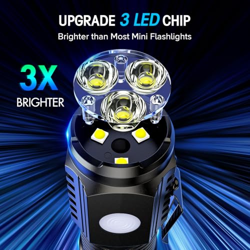 LETMY Rechargeable Mini Flashlights with Magnetic Base, 4 Pack Bright 3 LED Flash Lights, Small EDC Flashlight with Belt Clip, 4 Lighting Modes Portable Rechargeable Flashlights for Camping Home - Image 4