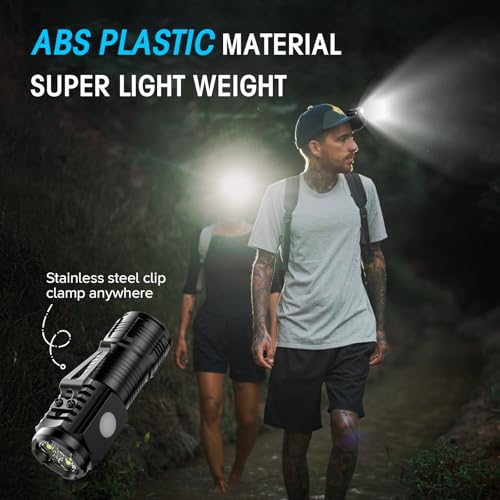 LETMY Rechargeable Mini Flashlights with Magnetic Base, 4 Pack Bright 3 LED Flash Lights, Small EDC Flashlight with Belt Clip, 4 Lighting Modes Portable Rechargeable Flashlights for Camping Home - Image 3