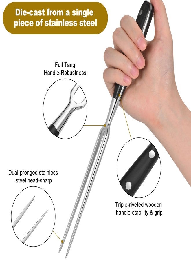 luvtree Heavy-Duty Stainless Steel Carving Fork with Black Wood-Sheathed Handle - Ideal for Turkey, Beef, Ham, BBQ, Grilling & Roasting - Image 5