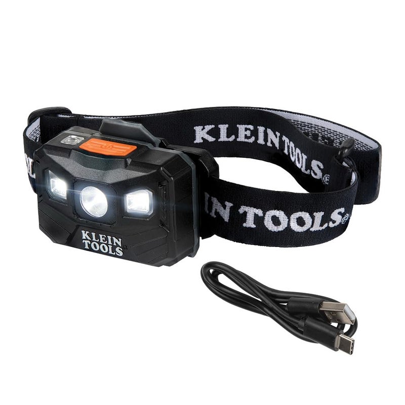 Klein Tools 56048 Rechargeable LED Headlamp Adjustable Fabric Strap 400 lms AllDay Runtime for Work Running Outdoor Hiking