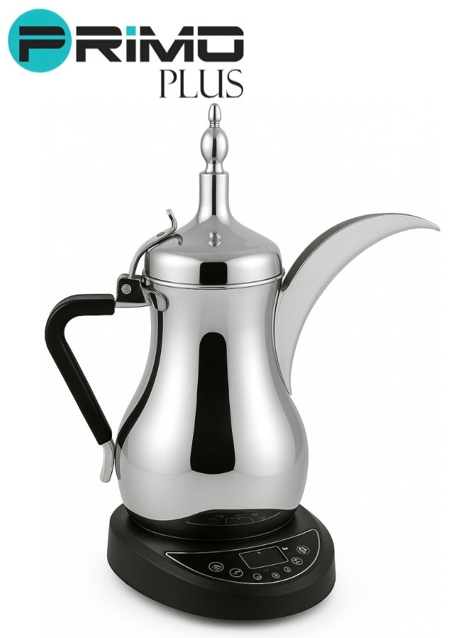 PRIMO PLUS Electric Saudi Coffee Maker, Primo Plus Electric Saudi Coffee Pot 600ml – Premium Modern Stainless Steel Design with Heat Retention, Precise Temperature Control, Light Indicator, Heat-Resistant Comfortable Handle, Safe and Easy to Use & Clean – Perfect for Arabic Coffee, Tea, Boiling Water, and Milk - Image 1