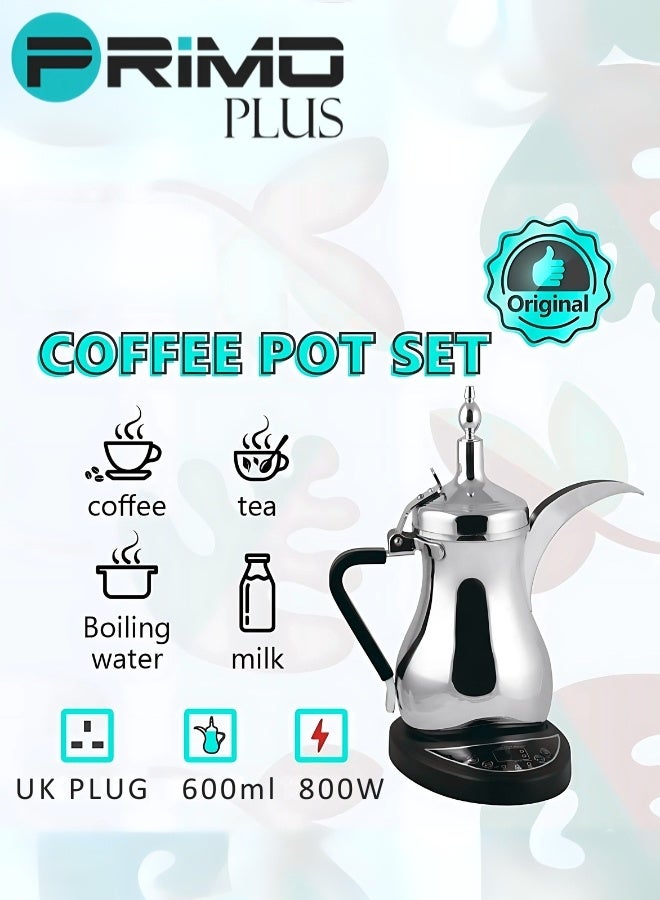 PRIMO PLUS Electric Saudi Coffee Maker, Primo Plus Electric Saudi Coffee Pot 600ml – Premium Modern Stainless Steel Design with Heat Retention, Precise Temperature Control, Light Indicator, Heat-Resistant Comfortable Handle, Safe and Easy to Use & Clean – Perfect for Arabic Coffee, Tea, Boiling Water, and Milk - Image 3