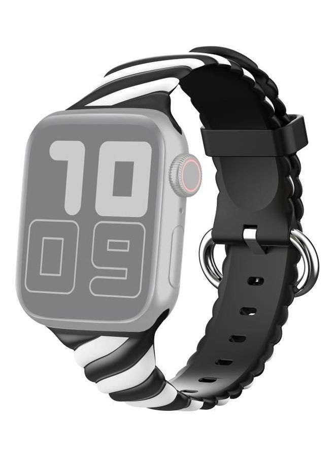 Replacement Watchband For Apple Watch Series 7/6/5/4/3/2/1/SE 38/40/41mm Black/White - Image 2