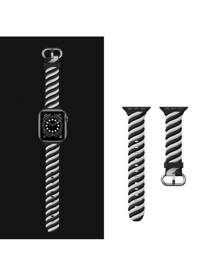Replacement Watchband For Apple Watch Series 7/6/5/4/3/2/1/SE 38/40/41mm Black/White - Image 3