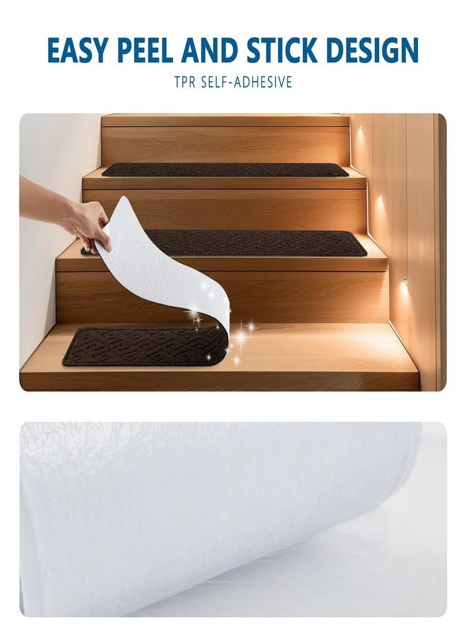 KOOTETA 15 Pack 8" x 30" Indoor Wooden Stair Treads Non-Slip Carpet Stair Mats with Reusable Adhesive for Kids, Elderly and Dogs, Polyester Surface - Image 5