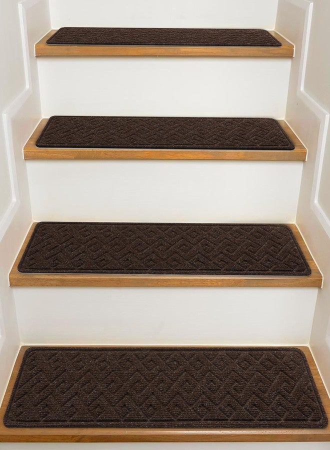 KOOTETA 15 Pack 8" x 30" Indoor Wooden Stair Treads Non-Slip Carpet Stair Mats with Reusable Adhesive for Kids, Elderly and Dogs, Polyester Surface - Image 1