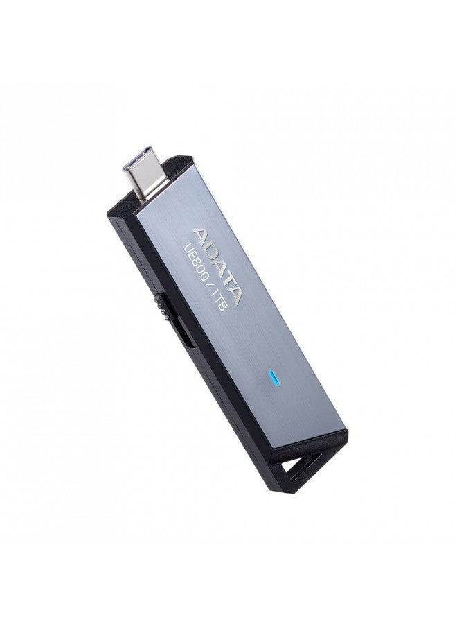 ADATA Elite UE800 1TB USB Type-C USB 3.2 Gen2 Flash Drive Portable SSD Up to 1000MB/s Read/Write (AELI-UE800-1T-CSG), Compatible with iPhone 15 Pro Series/Android/PlayStation 5