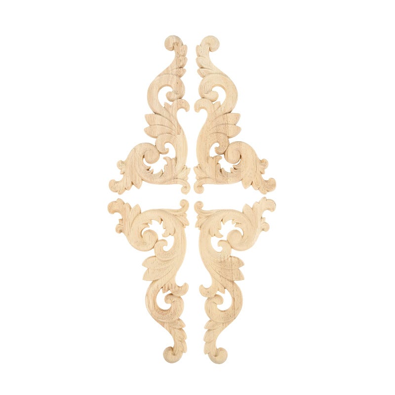 موكسام Muxsam الخشب المنحوتات المنحوتة onlays 2-pair غير مصبوغات صغيرة الحركيات الخشبية شارات زاوية لوحات زخرفية للمرايا الجدران الأبواب السرير خزانة خزانة DIY مشروع اليسار واليمين - Image 5