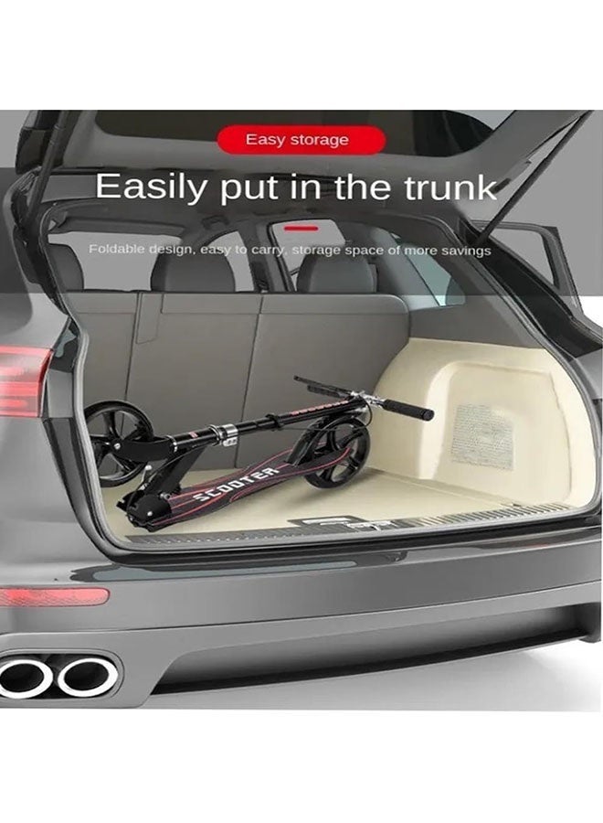 عربست سكوتر للكبار، سكوتر قابل للطي، مزود بفرامل قرصية، ونظام امتصاص صدمات مزدوج، وثلاثة مستويات لتعديل الارتفاع، يتحمل وزنًا يصل إلى 150 كجم، سكوتر مناسب للقفز الحر للأولاد والبنات - Image 3