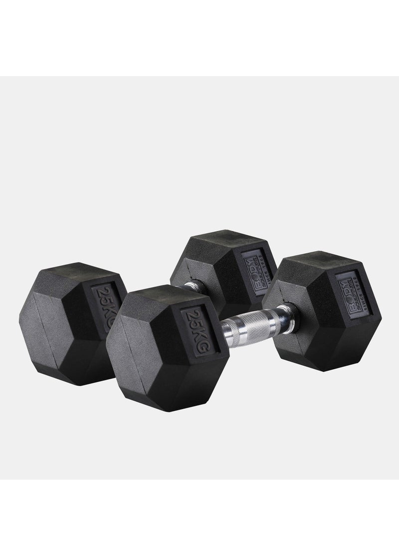 BODY SCULPTURE Hex Rubber Dumbbell - 25Kg (1 Pair)  - Image 2