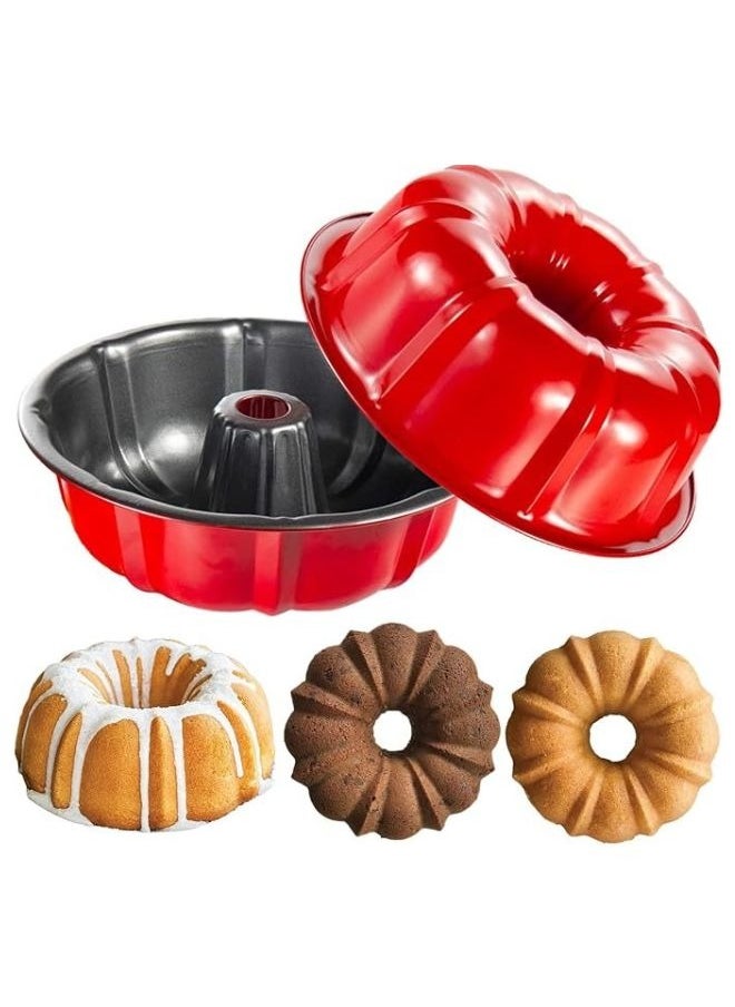 FALMER 2pcs Bundt Cake Baking Mold 24x7cm-Red/Black  - Image 1