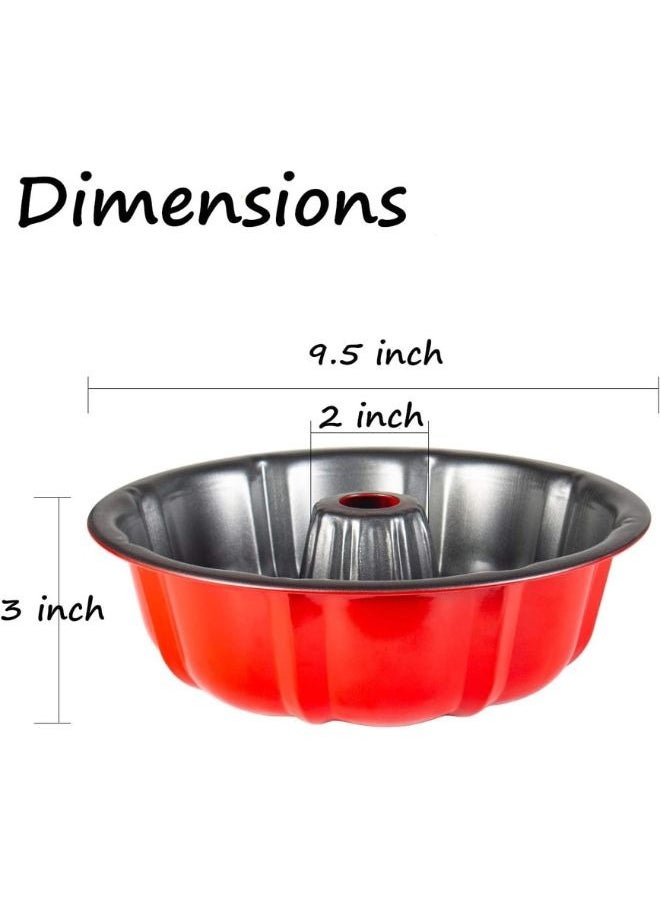 FALMER 2pcs Bundt Cake Baking Mold 24x7cm-Red/Black  - Image 2