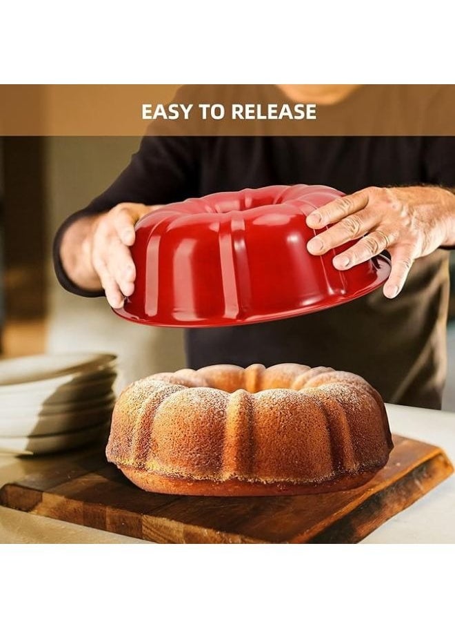 FALMER 2pcs Bundt Cake Baking Mold 24x7cm-Red/Black  - Image 4