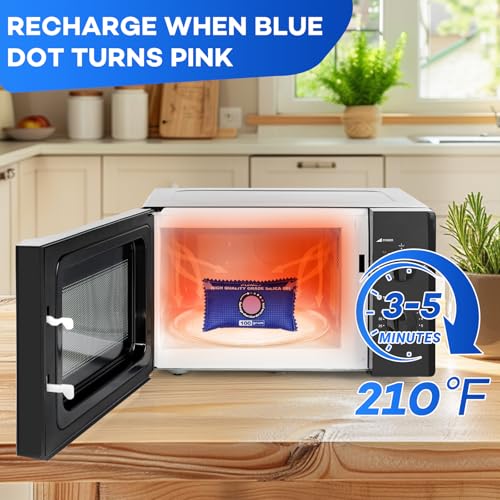 FURWEY 2 Pack Rechargeable Desiccant Packs, 100g Each, Blue, Color Indicating Silica Gel Dehumidifier Bags for Storage, Closets, Cars, Bins - Image 5