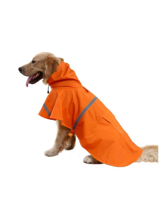 Mikayoo Adjustable Large Dog Raincoat with Strip Reflective - Waterproof Pet Rain Jacket Hoodie Poncho,for Large and Medium Dogs (Orange,XXL) - Image 1